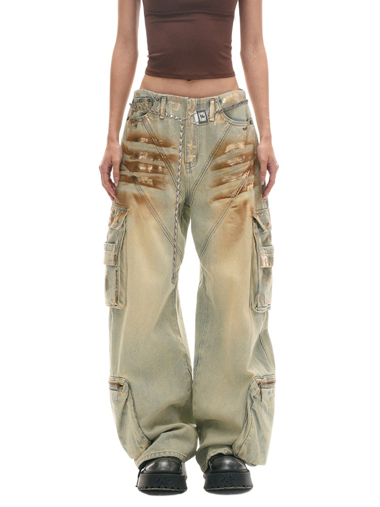 3D Shaped Low Waist Loose Jeans