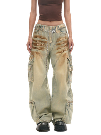 3D Shaped Low Waist Loose Jeans