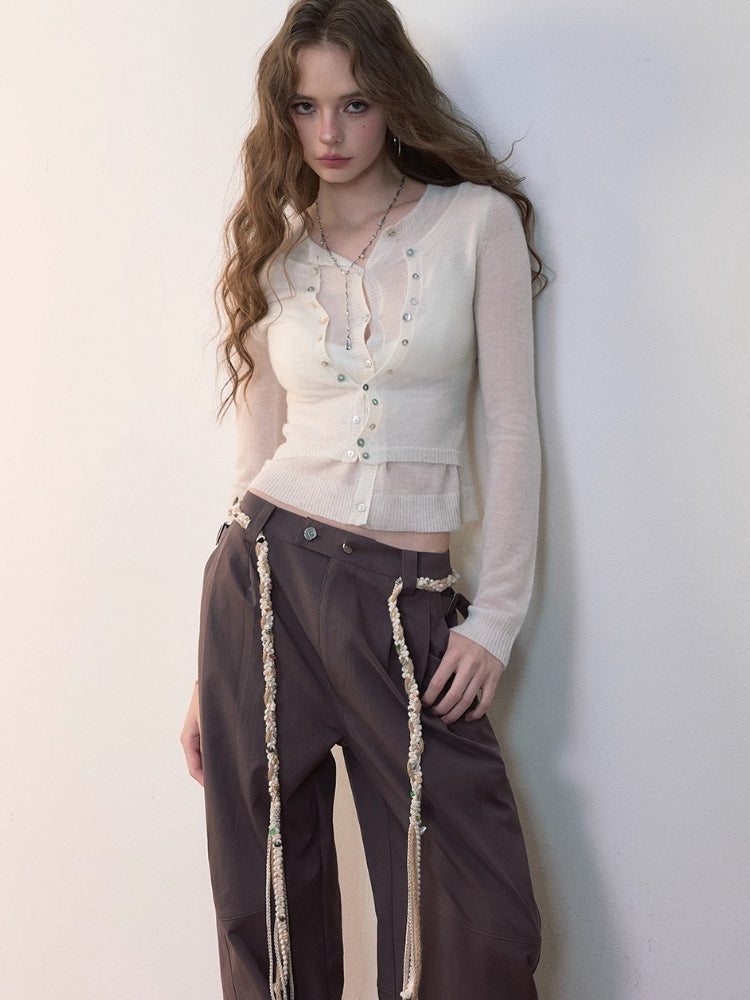Fake Two-Piece Double-Layer Slim Knit Top