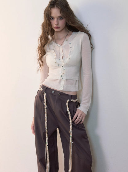 Fake Two-Piece Double-Layer Slim Knit Top