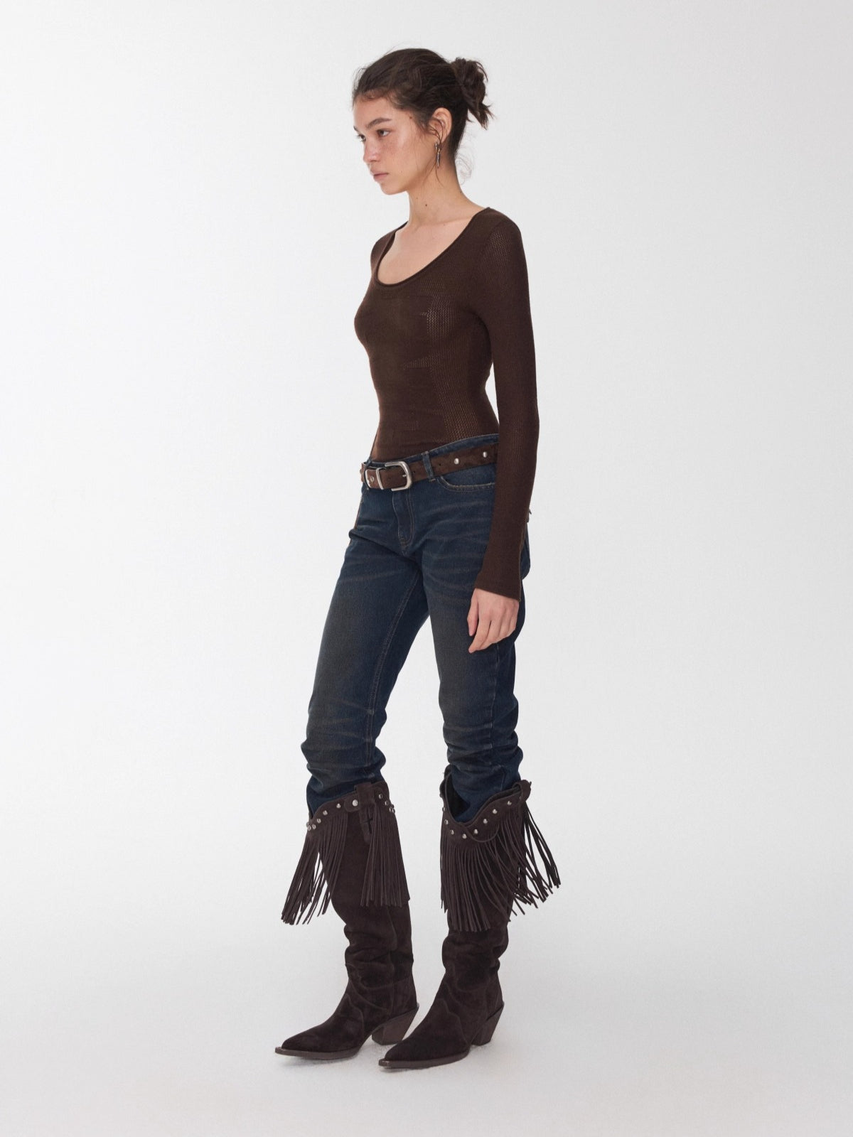 Textured Jacquard Knit Round-Neck Sweater