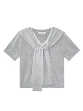 Lace Spliced V-Neck Knitted T-Shirt - CHINASQUAD