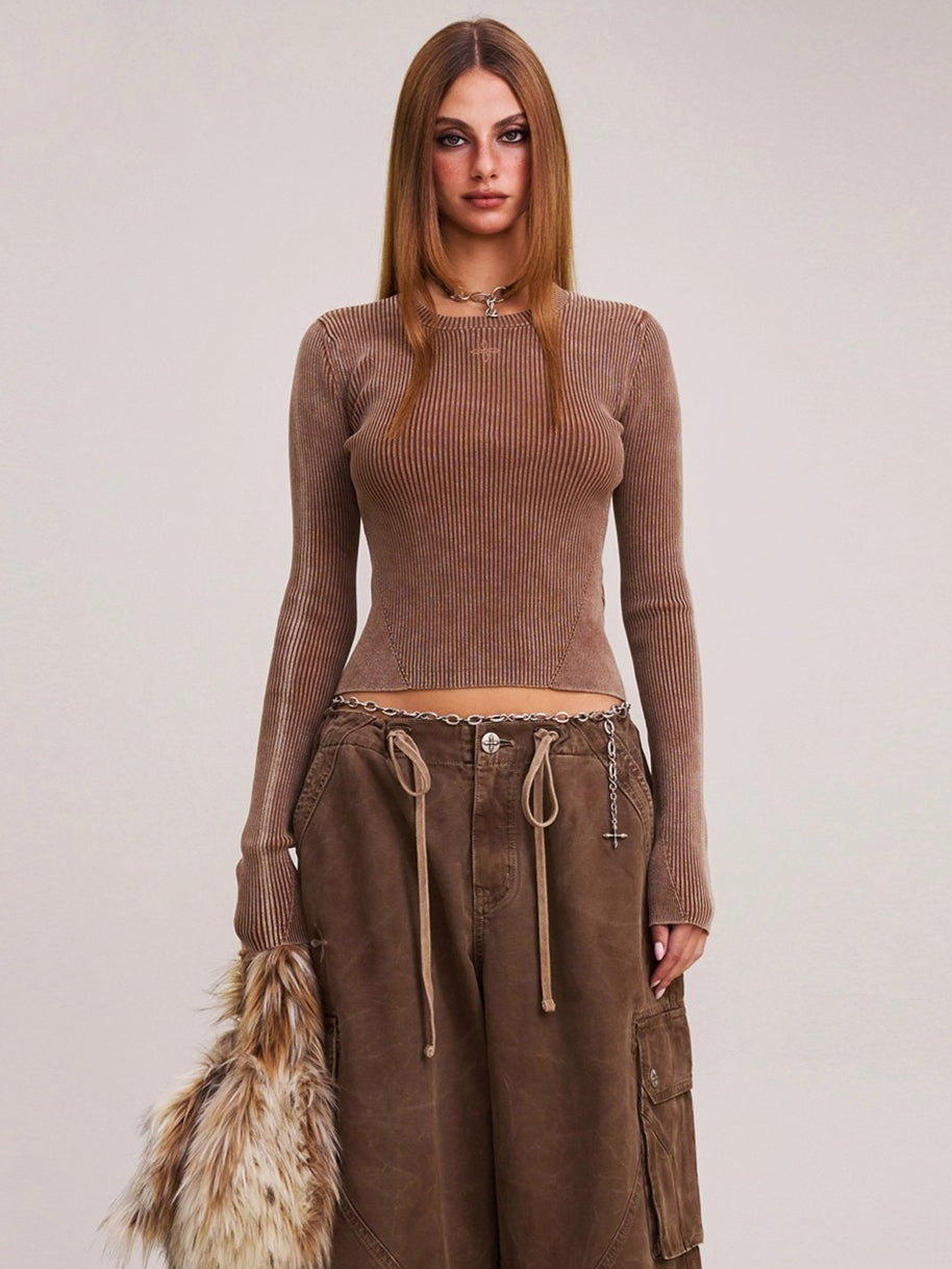 Wild Retro Long-Sleeve Knit Crewneck