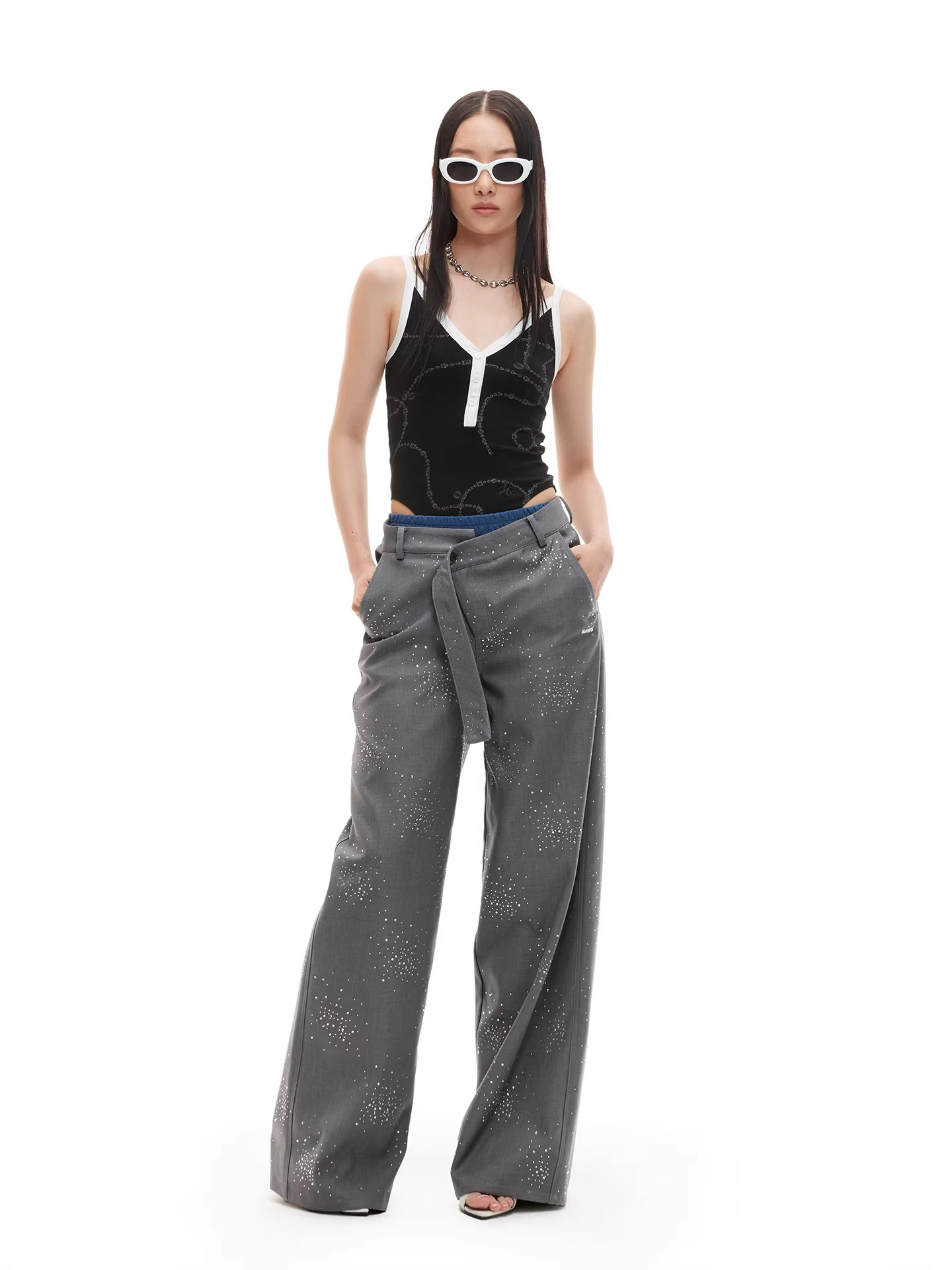 Contrast Trim V-Neck Fitted Bodysuit