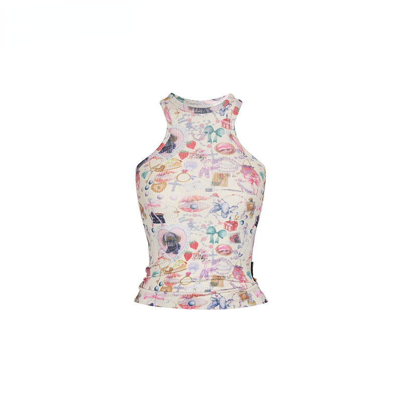 Miscellaneous Items Print &amp; Puppy Print Slim-fit Camisole