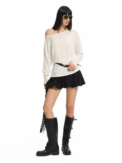 Asymmetric Shoulder Multi-way Wear Elastic T-Shirt - CHINASQUAD