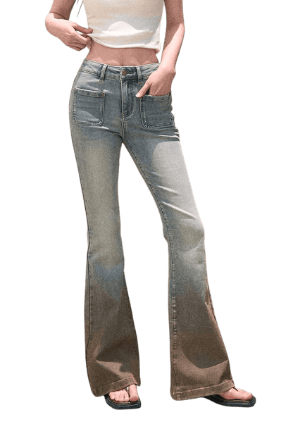 Valley Fog Vintage Washed Flared Jeans