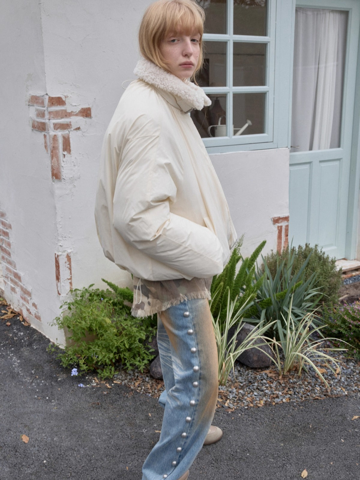 Belted Pleated Cocoon Down Jacket