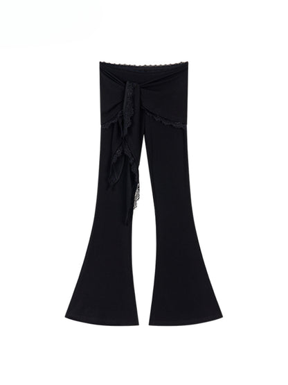 Lace-Trimmed Tie-Waist Lyocell Trousers - CHINASQUAD
