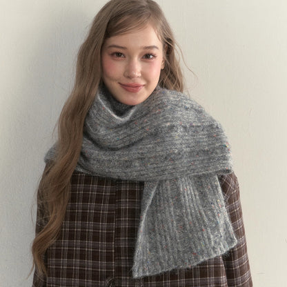 Twist-Knit Speckled Vintage Long Warm Style Wool Scarf