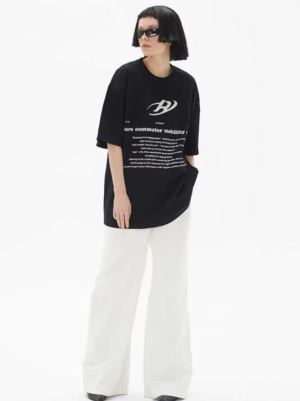 Futuristic Reflective Logo Oversized T-Shirt