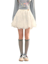 High-Waist Lace Tie Puff Skirt - CHINASQUAD