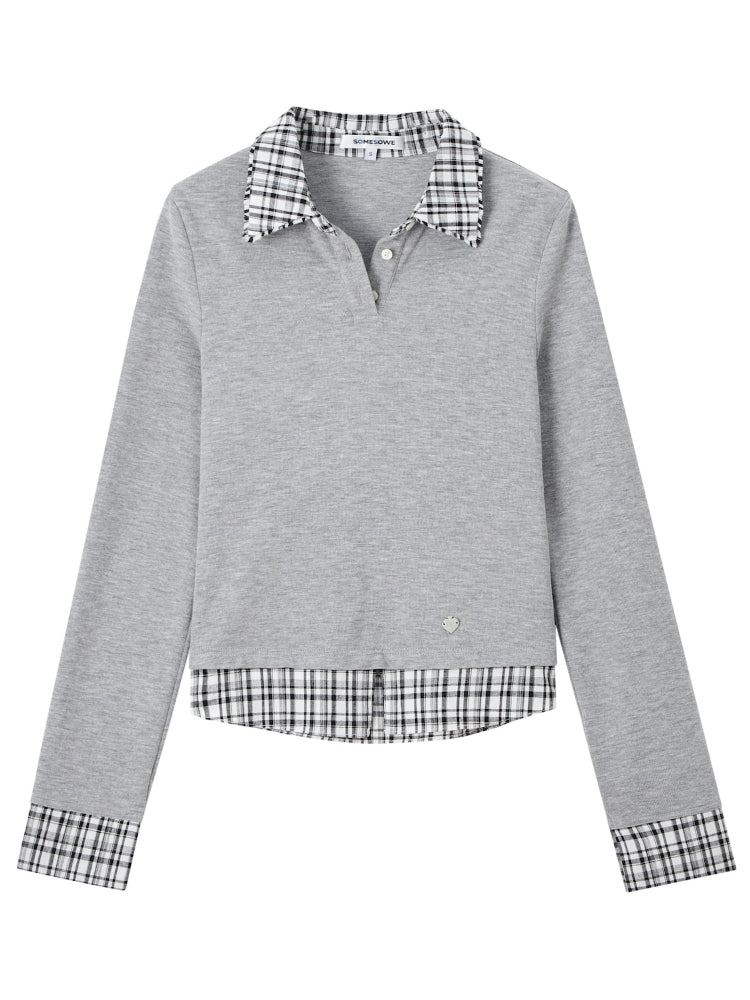 Plaid Casual Polo Long-Sleeve Shirt