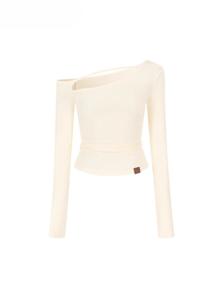 Asymmetric Shoulder Lyocell Blouse