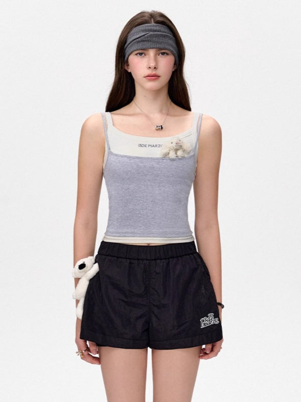 Layered-Effect Spliced Camisole Tank Vest