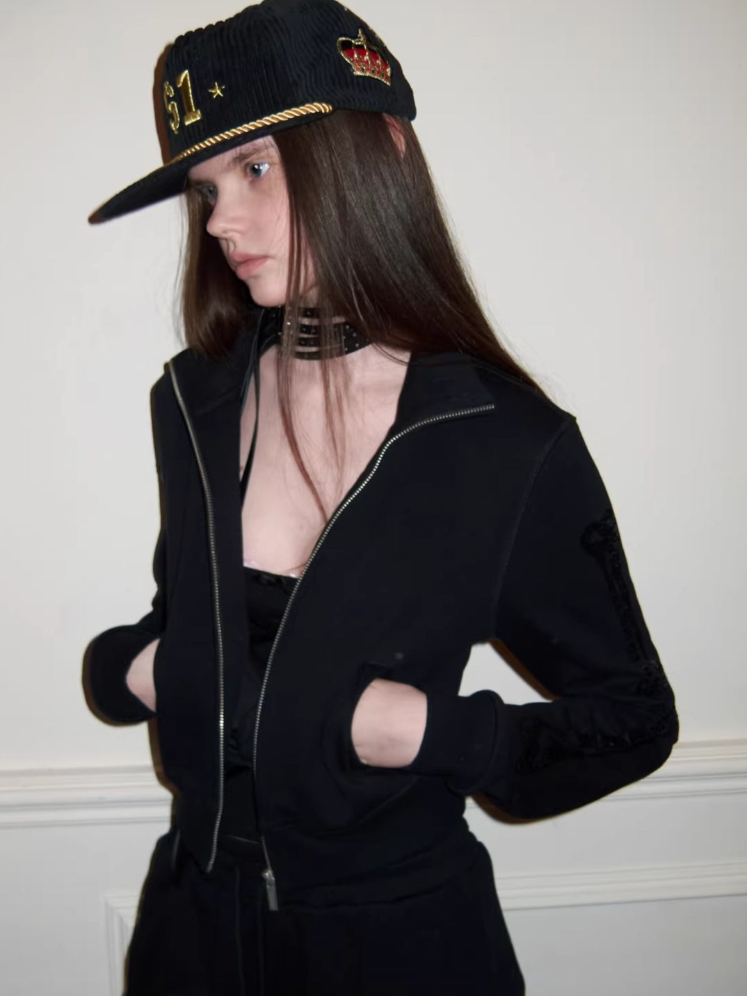 Stand-Collar Cropped Sweatshirt &amp; Jogger Set