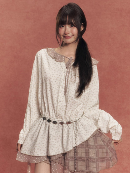 Deconstructed Patchwork Waist-Cinched Shirt Dress