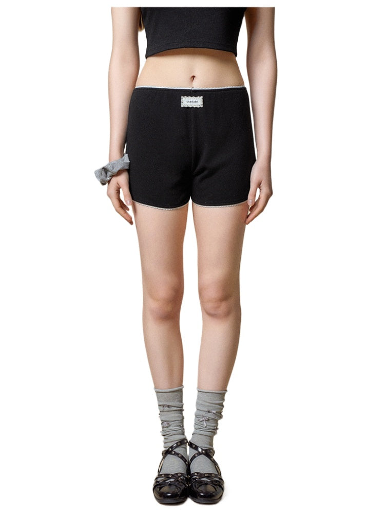 Silver-Filament Knit Low-Waist Shorts