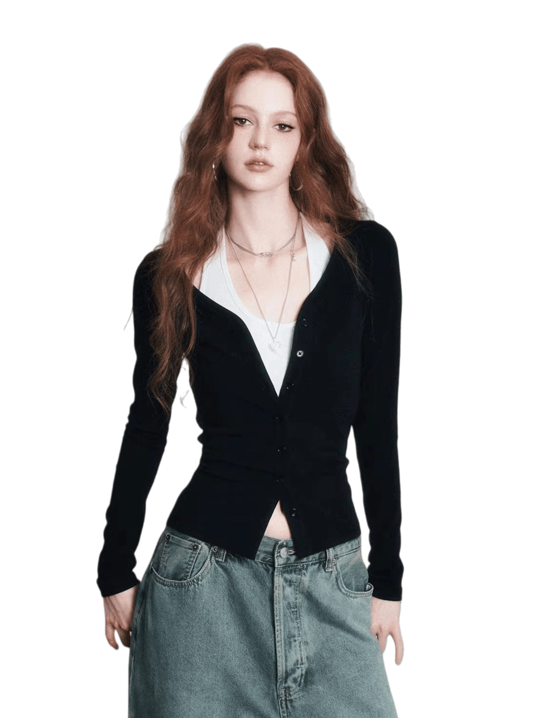 Layered Halter Camisole &amp; Knit Cardigan Set