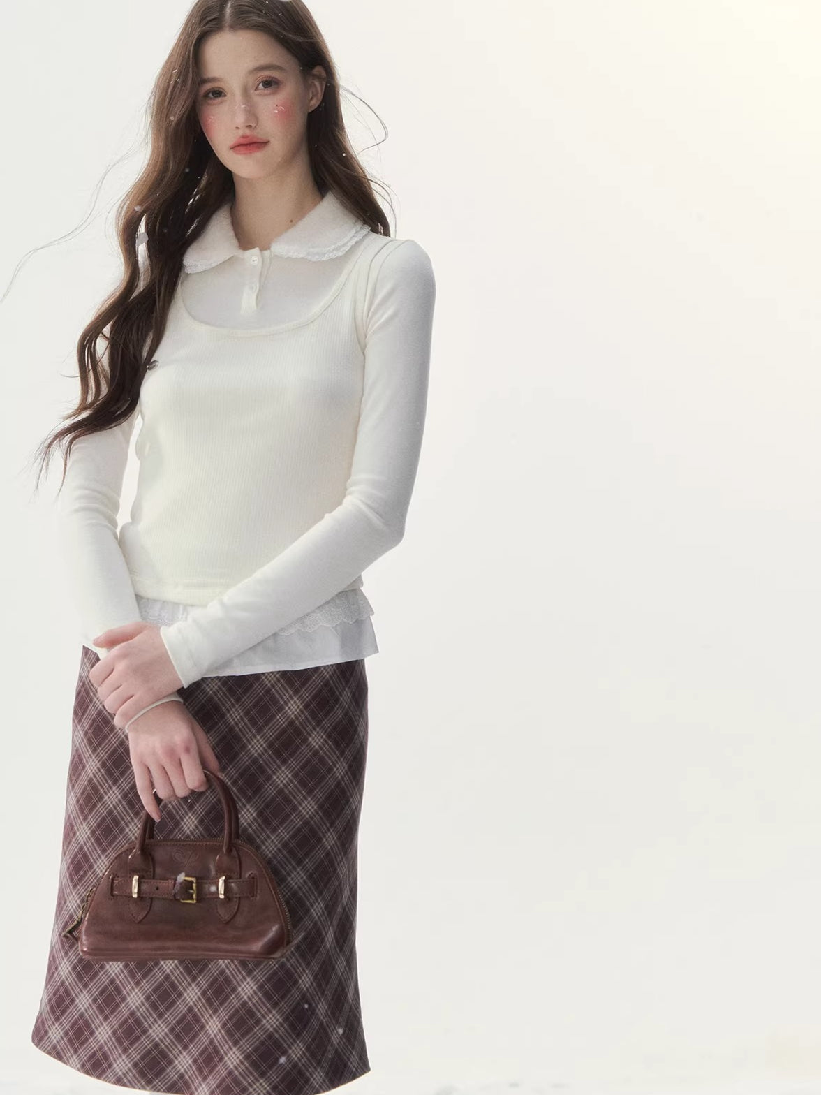 Faux Layered Knit Long Sleeve T-Shirt