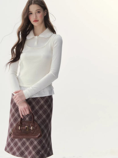 Faux Layered Knit Long Sleeve T-Shirt