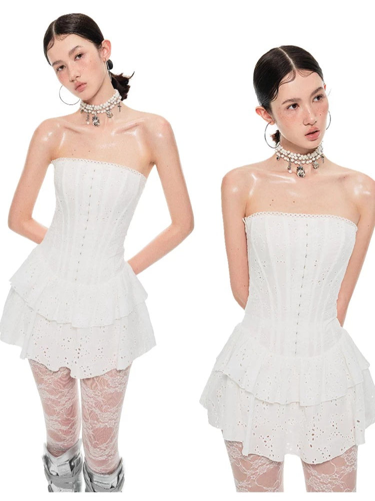 Cotton Jacquard Boned Fit-and-Flare Dress