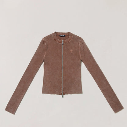 Wild Retro Zipper Knit Cardigan