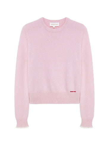 Blue &amp; Pink Ruffled Cuff Knit Crewnecks