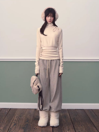 Polka Dot High-Waist Wide-Leg Pants