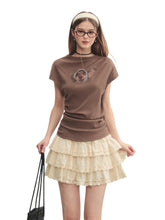 Elastic Pleated Crew Neck T-shirt - CHINASQUAD