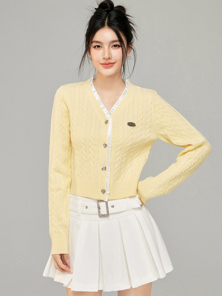 Yellow &amp; Blue Lace Panel Knit Top