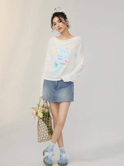 Pile Collar Lace Fake Two-piece Sunscreen T-shirt