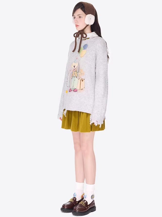 Illustrated Crewneck Knit Sweater