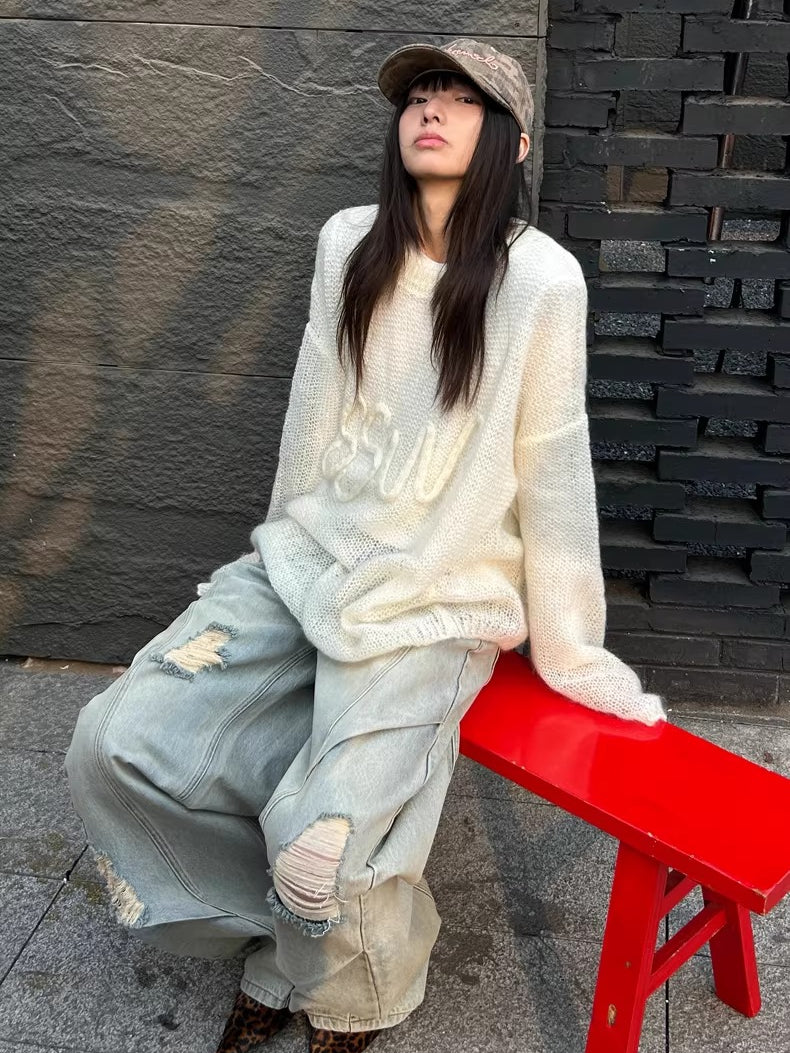 Mohair-Blend Oversized Knit Sweater