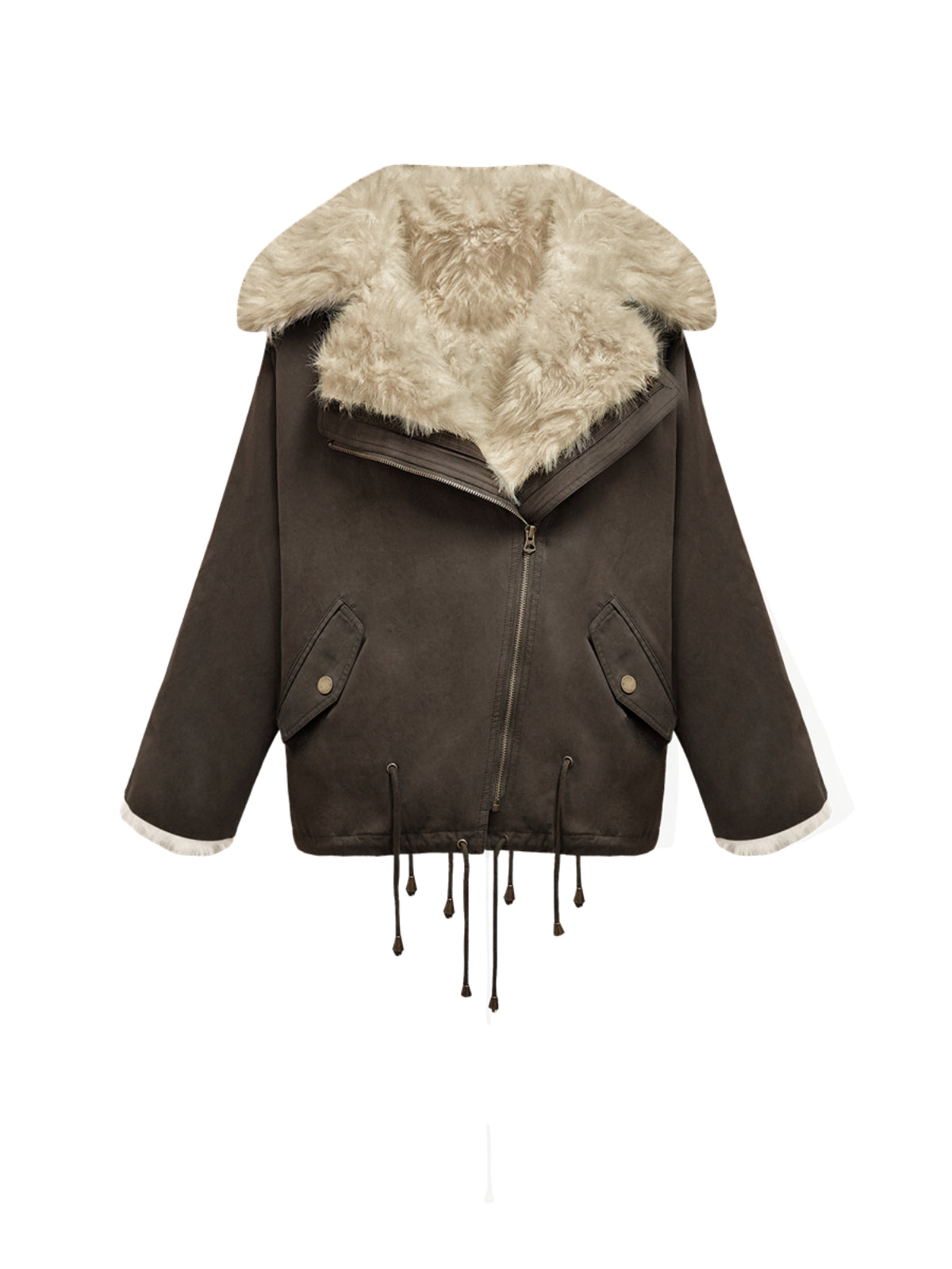 Detachable Fur Collar Parka Coat