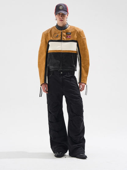 Layered Distressed Washed Loose Fit Denim Jeans