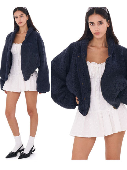 Double-Layer Fleece Oversized Jacket