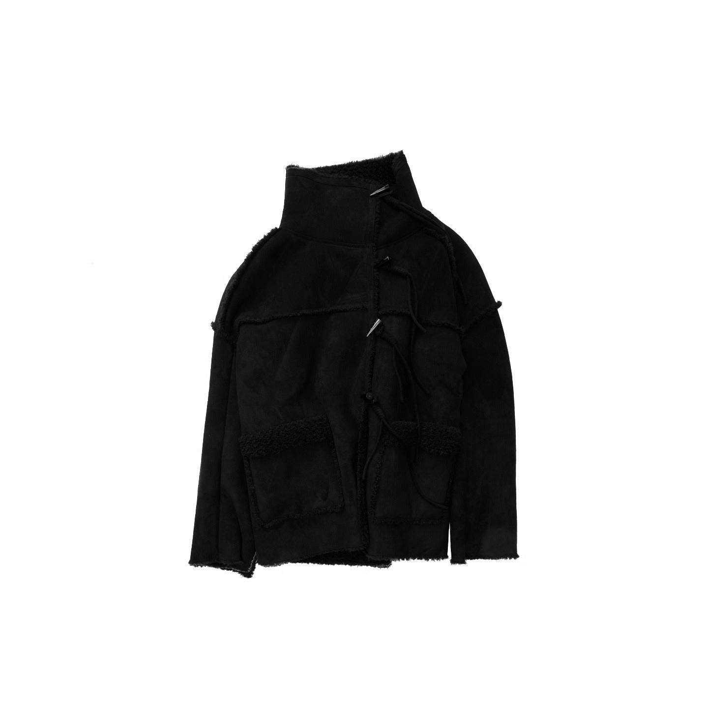 Toggle Collar Reversible Shearling Jacket