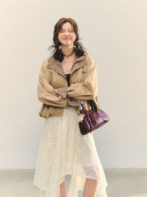 Beige Lace Irregular Hem Midi Skirt - CHINASQUAD