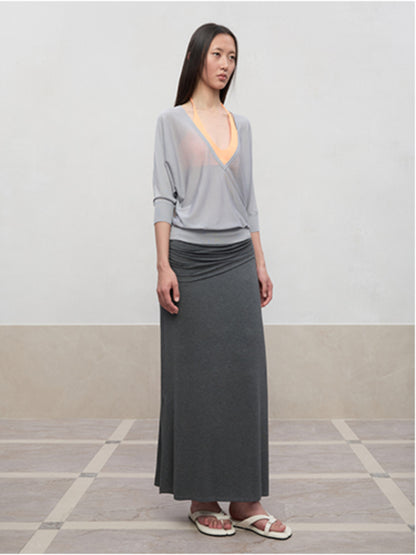 Layered Color Blocking U-Neck Halter Vest