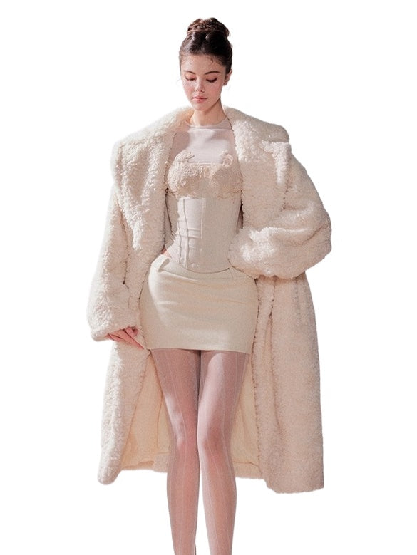 Hokkaido Letter Teddy Fleece Oversized Coat