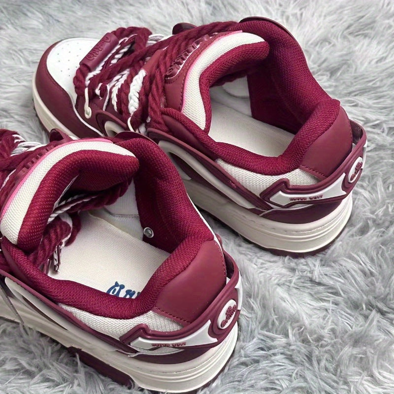 Burgundy Low-Top Casual Sneakers