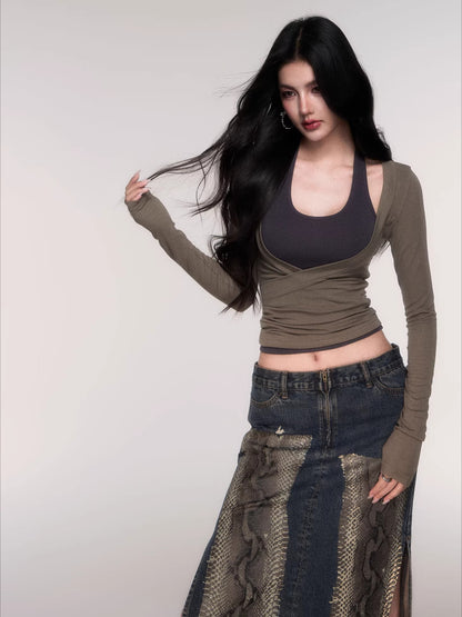 Layered Long-Sleeve Slim-Fit T-Shirt Set