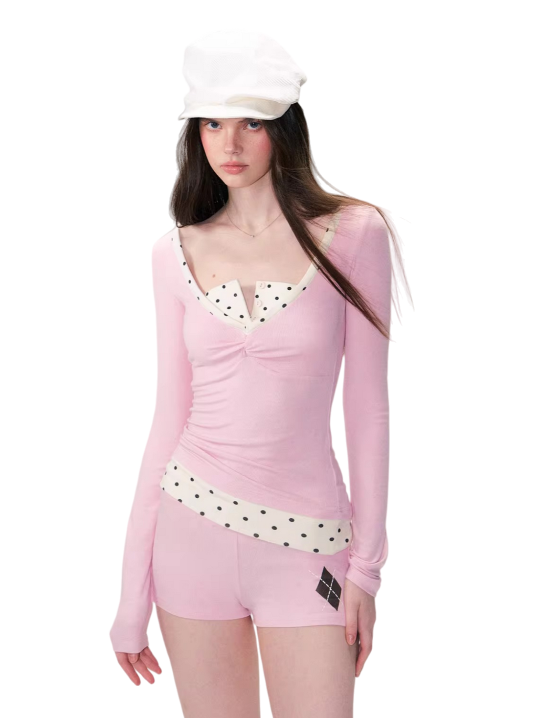 Faux Two-Piece Slim Long-Sleeve T-Shirt