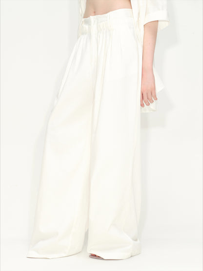 White Lyocell Wide-Leg Pants