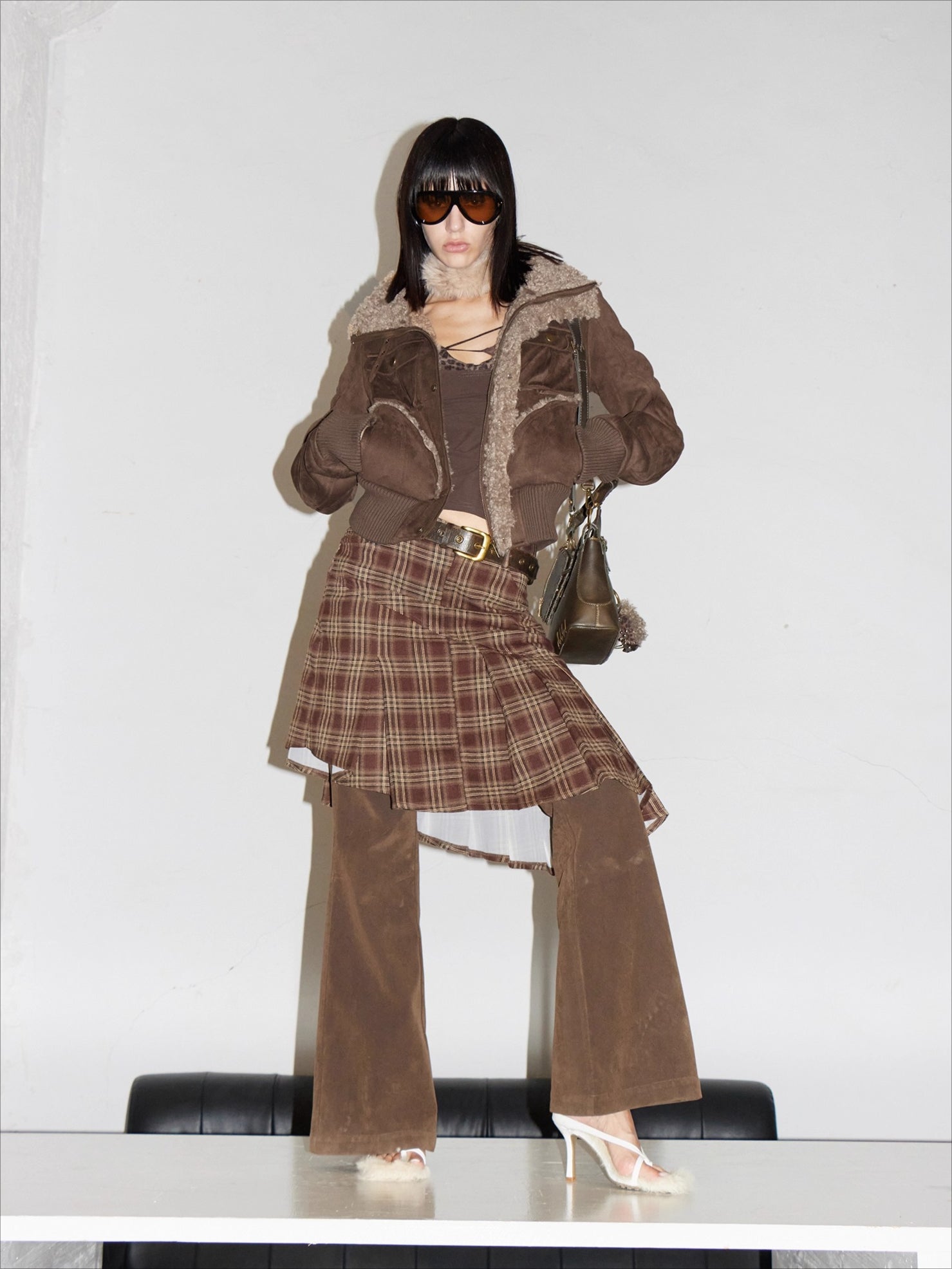 Faux Shearling Ribbed Short Jacket