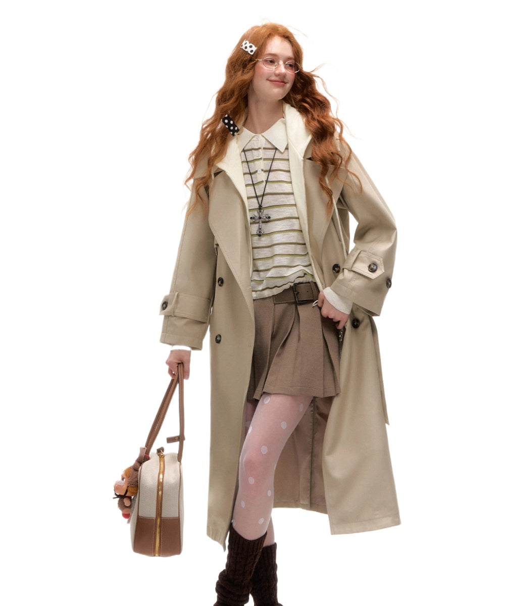 Layered Hooded Trench Coat