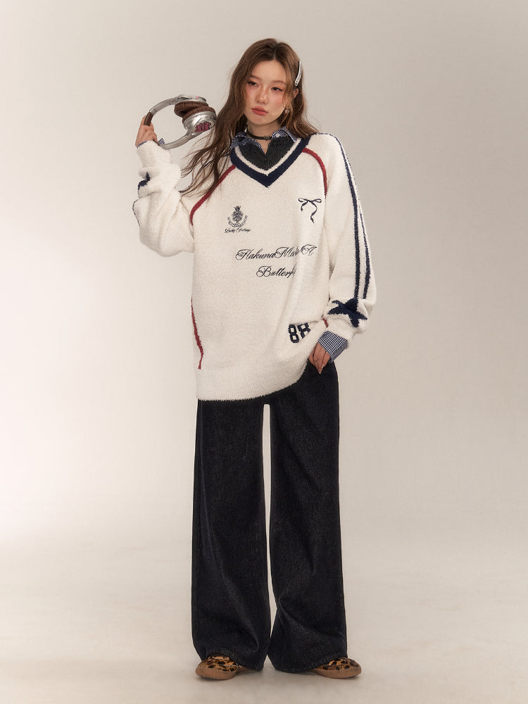 American Sports Bow Embroidered Sweater