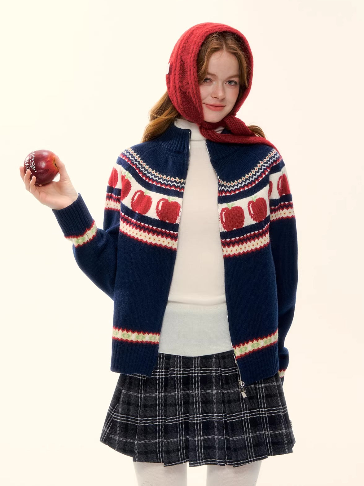 Zip-Up Wool-Blend Knit Cardigan