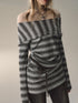 (Final Sale) Grey & Khaki Striped Knit Sweater Dress - CHINASQUAD